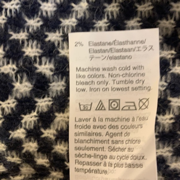 J. Crew button-detail mockneck sweater navy ivory herringbone | S - Picture 9 of 10